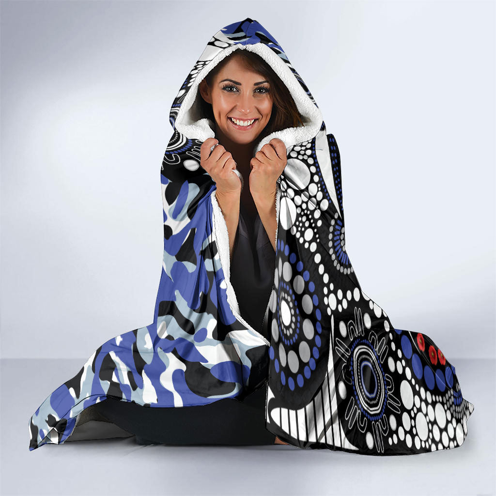 Canterbury Bulldogs ANZAC Day Hooded Blanket Aboriginal Dot Poppy Remembrance Bulldog