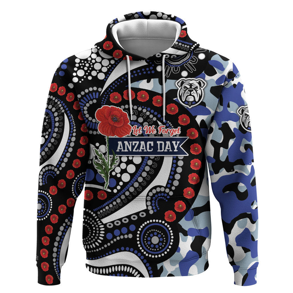 Canterbury Bulldogs ANZAC Day Hoodie Aboriginal Dot Poppy Remembrance Bulldog
