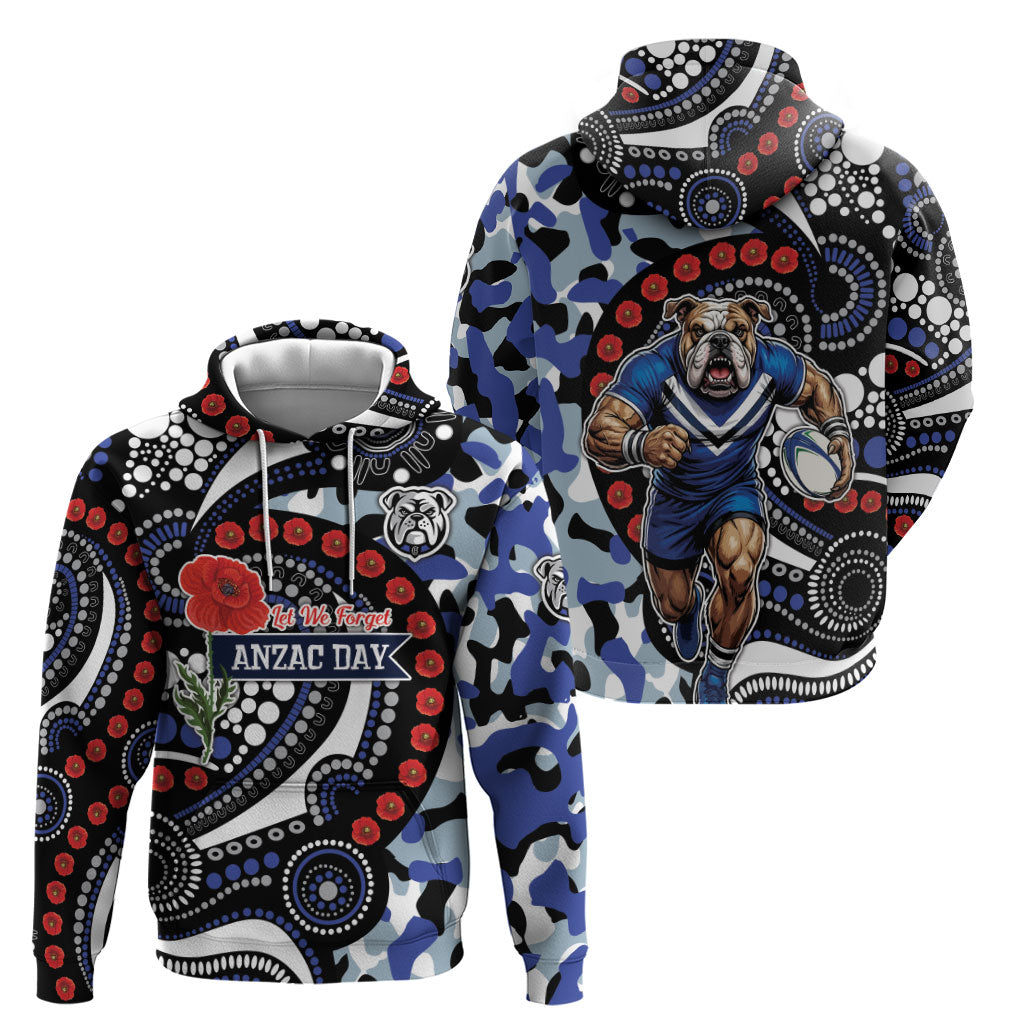 Canterbury Bulldogs ANZAC Day Hoodie Aboriginal Dot Poppy Remembrance Bulldog