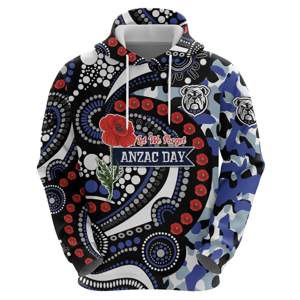 Canterbury Bulldogs ANZAC Day Hoodie Aboriginal Dot Poppy Remembrance Bulldog
