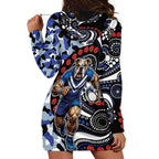 Canterbury Bulldogs ANZAC Day Hoodie Dress Aboriginal Dot Poppy Remembrance Bulldog