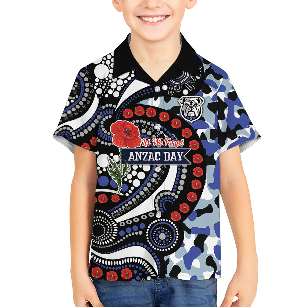 Canterbury Bulldogs ANZAC Day Kid Hawaiian Shirt Aboriginal Dot Poppy Remembrance Bulldog