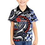 Canterbury Bulldogs ANZAC Day Kid Hawaiian Shirt Aboriginal Dot Poppy Remembrance Bulldog