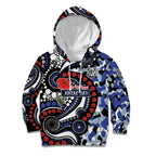 Canterbury Bulldogs ANZAC Day Kid Hoodie Aboriginal Dot Poppy Remembrance Bulldog