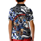 Canterbury Bulldogs ANZAC Day Kid Polo Shirt Aboriginal Dot Poppy Remembrance Bulldog