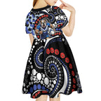 Canterbury Bulldogs ANZAC Day Kid Short Sleeve Dress Aboriginal Dot Poppy Remembrance Bulldog