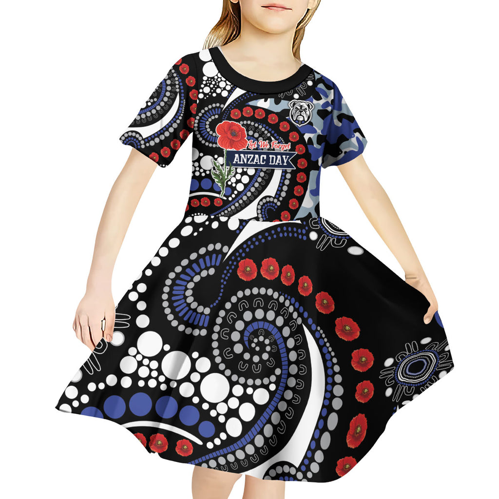 Canterbury Bulldogs ANZAC Day Kid Short Sleeve Dress Aboriginal Dot Poppy Remembrance Bulldog