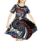 Canterbury Bulldogs ANZAC Day Kid Short Sleeve Dress Aboriginal Dot Poppy Remembrance Bulldog