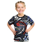 Canterbury Bulldogs ANZAC Day Kid T Shirt Aboriginal Dot Poppy Remembrance Bulldog