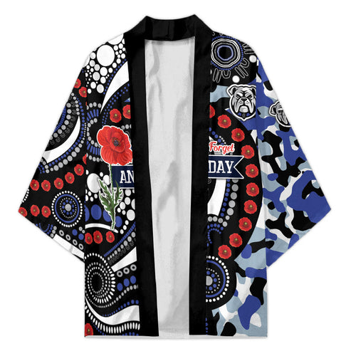 Canterbury Bulldogs ANZAC Day Kimono Aboriginal Dot Poppy Remembrance Bulldog