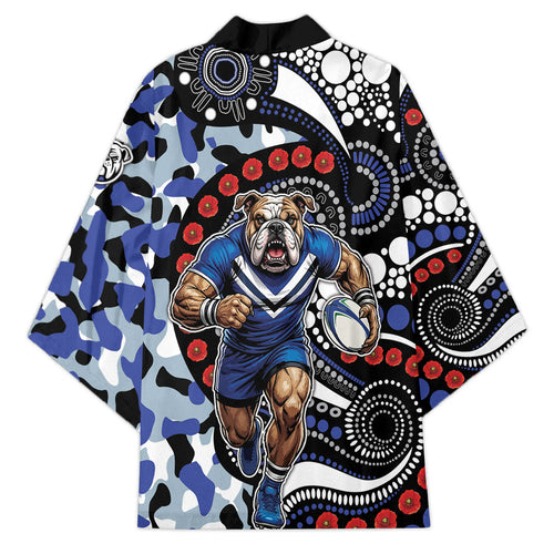 Canterbury Bulldogs ANZAC Day Kimono Aboriginal Dot Poppy Remembrance Bulldog