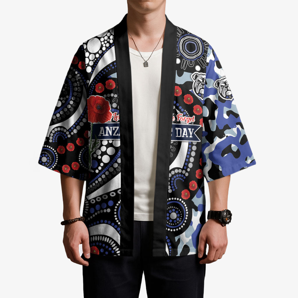 Canterbury Bulldogs ANZAC Day Kimono Aboriginal Dot Poppy Remembrance Bulldog