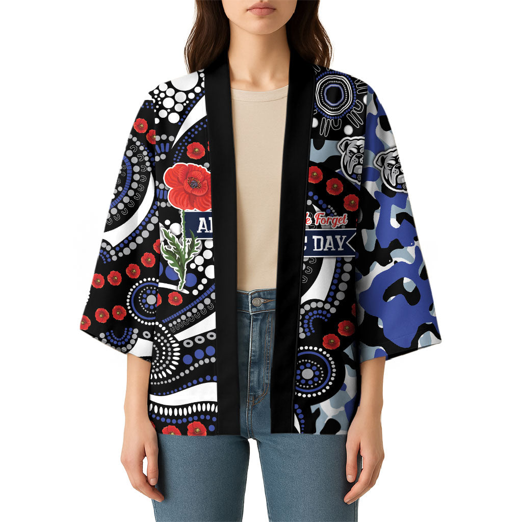 Canterbury Bulldogs ANZAC Day Kimono Aboriginal Dot Poppy Remembrance Bulldog