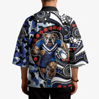 Canterbury Bulldogs ANZAC Day Kimono Aboriginal Dot Poppy Remembrance Bulldog