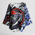 Canterbury Bulldogs ANZAC Day Kimono Sleeve Blouse Aboriginal Dot Poppy Remembrance Bulldog
