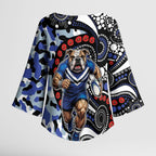 Canterbury Bulldogs ANZAC Day Kimono Sleeve Blouse Aboriginal Dot Poppy Remembrance Bulldog