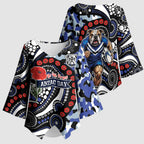 Canterbury Bulldogs ANZAC Day Kimono Sleeve Blouse Aboriginal Dot Poppy Remembrance Bulldog