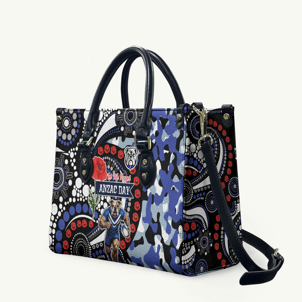 Canterbury Bulldogs ANZAC Day Leather Bag Aboriginal Dot Poppy Remembrance Bulldog
