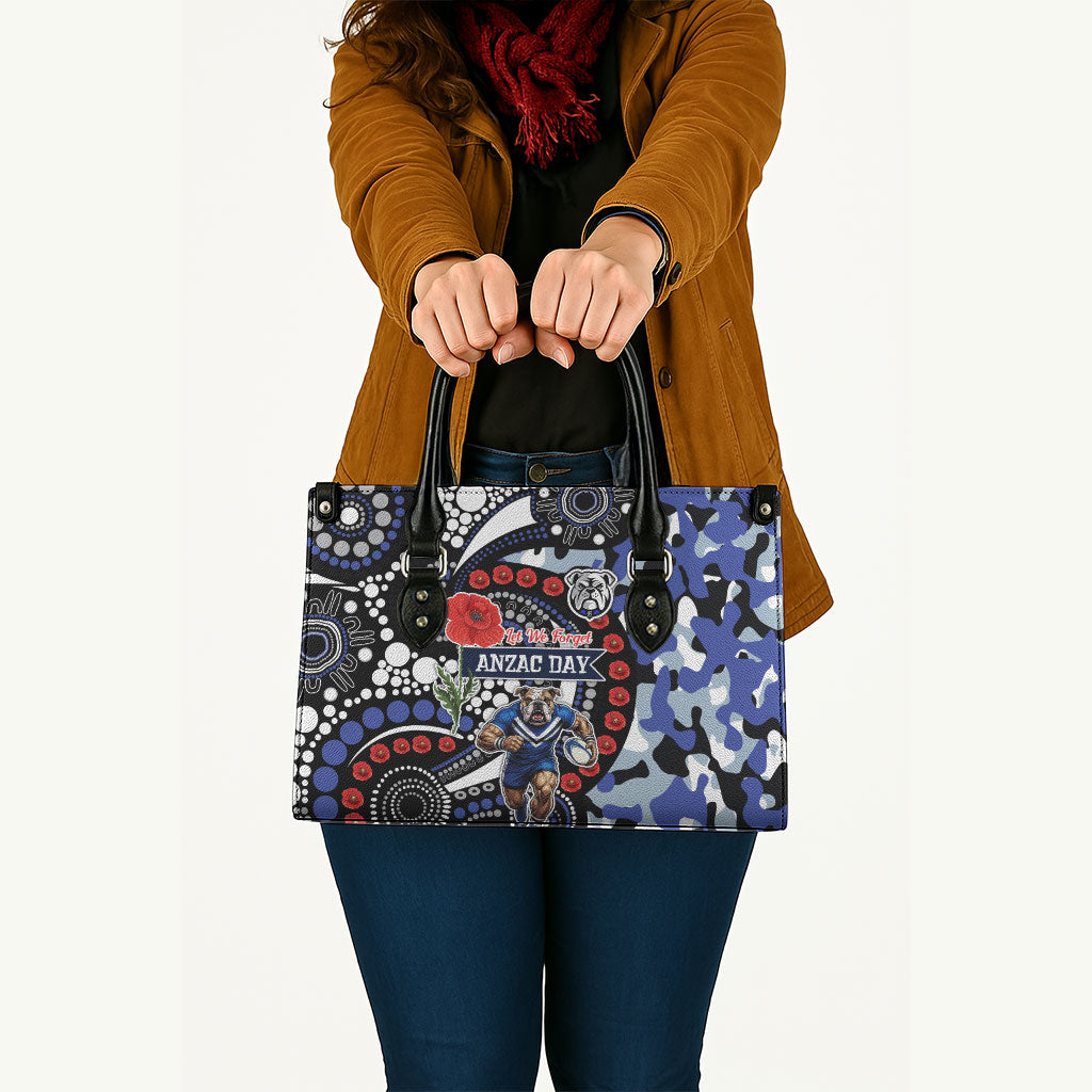 Canterbury Bulldogs ANZAC Day Leather Bag Aboriginal Dot Poppy Remembrance Bulldog