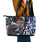 Canterbury Bulldogs ANZAC Day Leather Tote Bag Aboriginal Dot Poppy Remembrance Bulldog