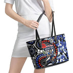 Canterbury Bulldogs ANZAC Day Leather Tote Bag Aboriginal Dot Poppy Remembrance Bulldog