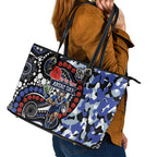 Canterbury Bulldogs ANZAC Day Leather Tote Bag Aboriginal Dot Poppy Remembrance Bulldog