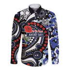 Canterbury Bulldogs ANZAC Day Long Sleeve Button Shirt Aboriginal Dot Poppy Remembrance Bulldog