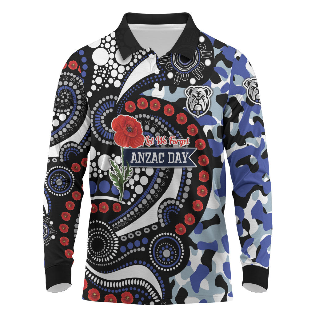 Canterbury Bulldogs ANZAC Day Long Sleeve Polo Shirt Aboriginal Dot Poppy Remembrance Bulldog