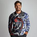 Canterbury Bulldogs ANZAC Day Long Sleeve Polo Shirt Aboriginal Dot Poppy Remembrance Bulldog