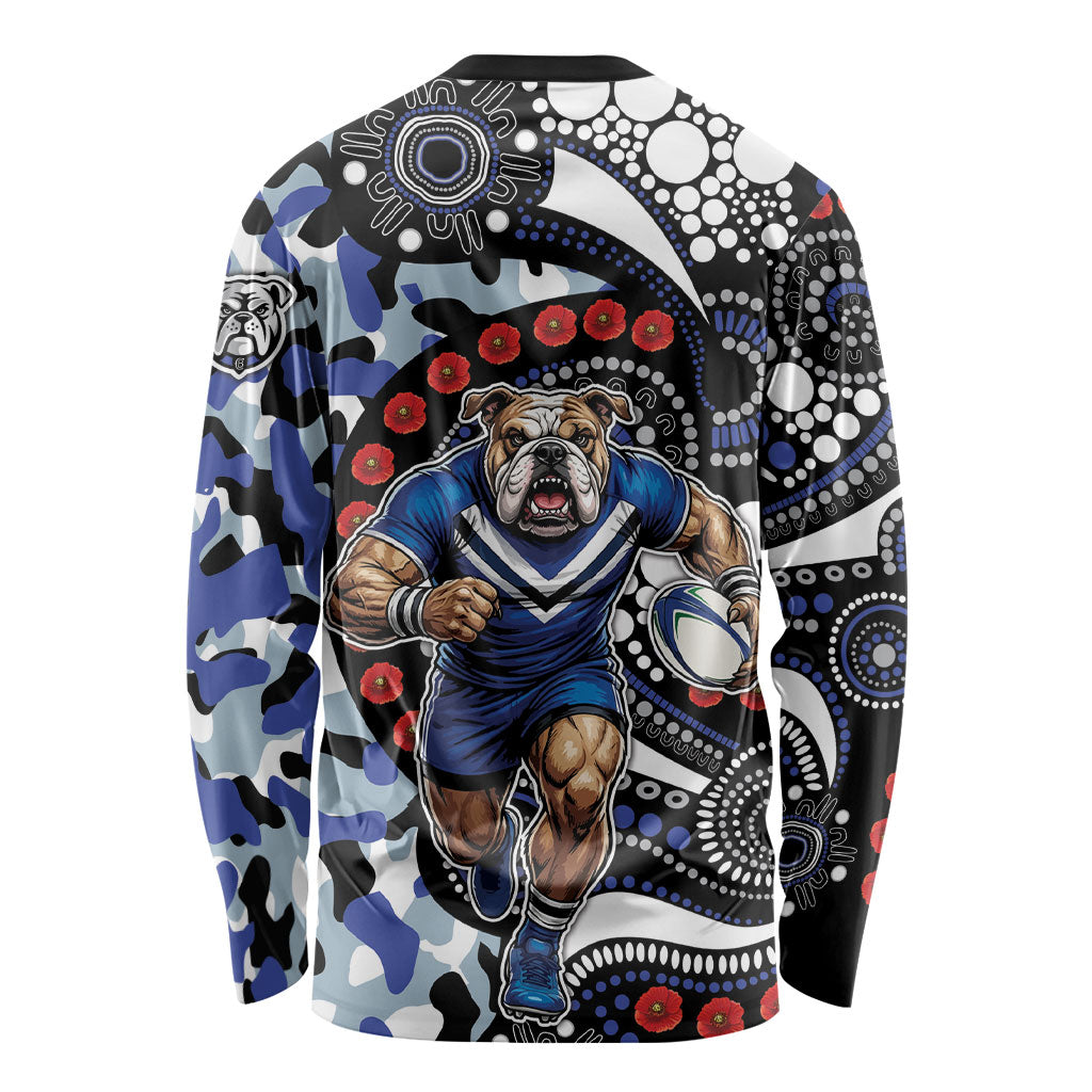 Canterbury Bulldogs ANZAC Day Long Sleeve Shirt Aboriginal Dot Poppy Remembrance Bulldog
