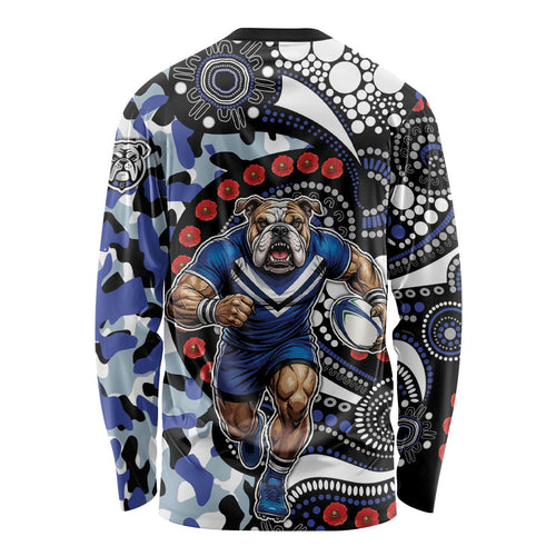 Canterbury Bulldogs ANZAC Day Long Sleeve Shirt Aboriginal Dot Poppy Remembrance Bulldog