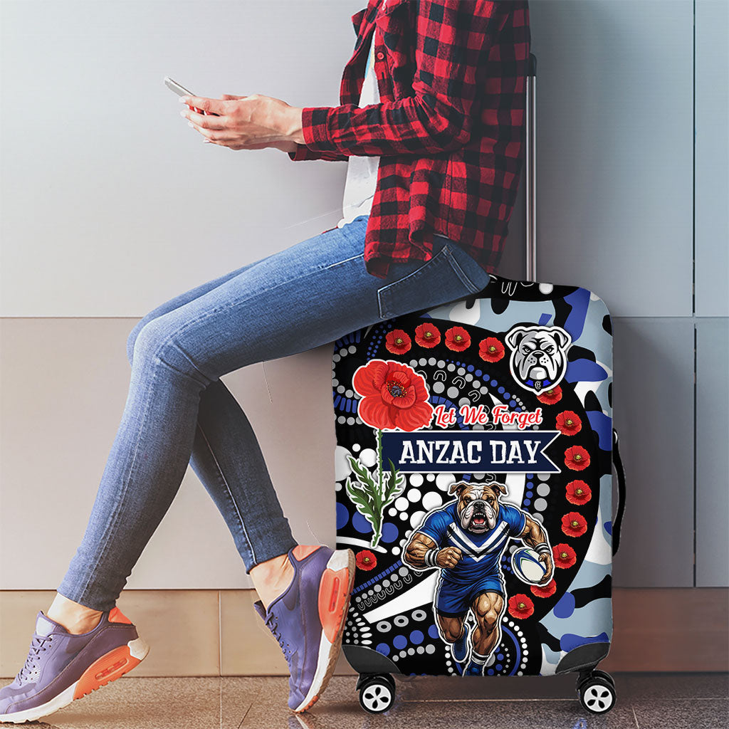 Canterbury Bulldogs ANZAC Day Luggage Cover Aboriginal Dot Poppy Remembrance Bulldog