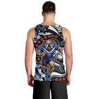 Canterbury Bulldogs ANZAC Day Men Tank Top Aboriginal Dot Poppy Remembrance Bulldog