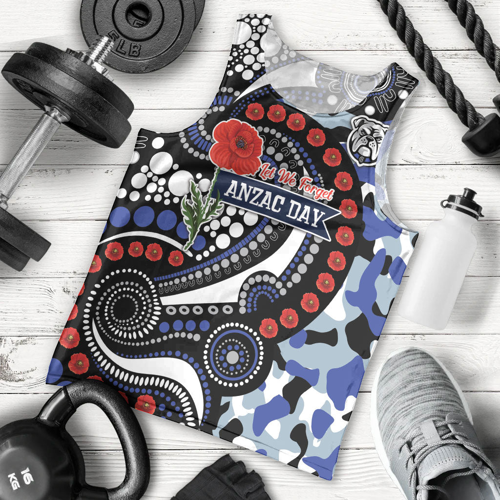 Canterbury Bulldogs ANZAC Day Men Tank Top Aboriginal Dot Poppy Remembrance Bulldog