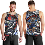 Canterbury Bulldogs ANZAC Day Men Tank Top Aboriginal Dot Poppy Remembrance Bulldog