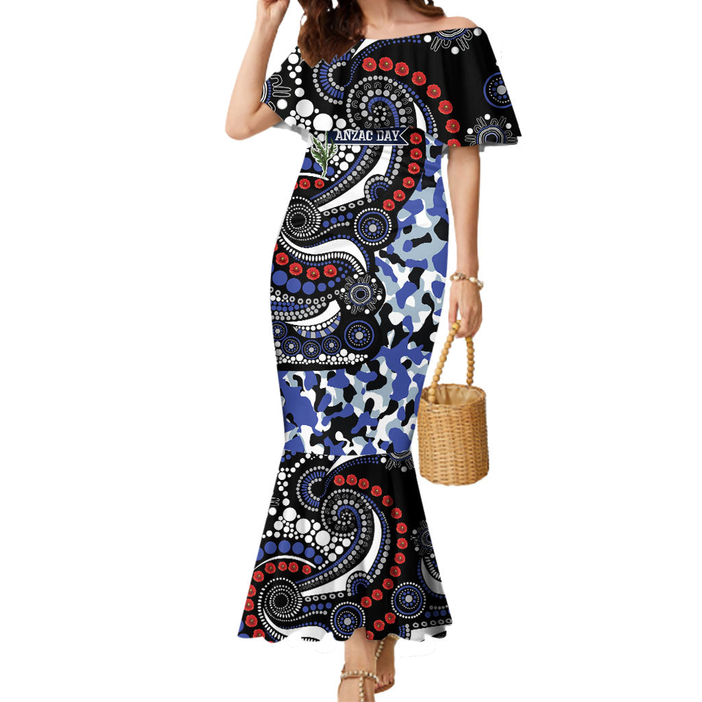 Canterbury Bulldogs ANZAC Day Mermaid Dress Aboriginal Dot Poppy Remembrance Bulldog