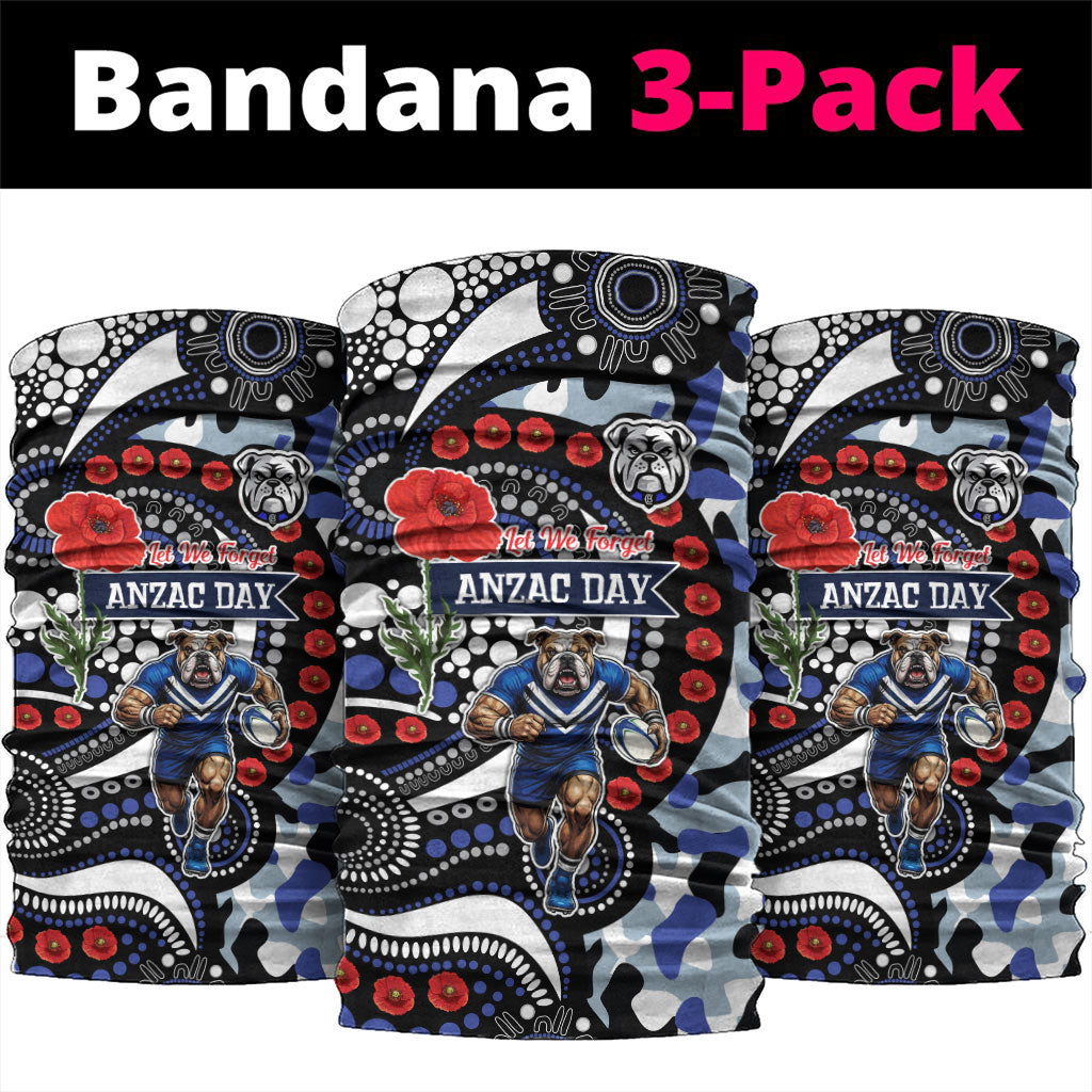Canterbury Bulldogs ANZAC Day Neck Gaiter Aboriginal Dot Poppy Remembrance Bulldog