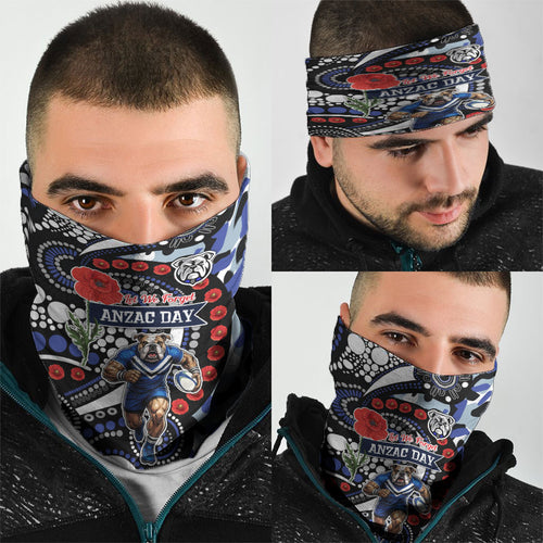 Canterbury Bulldogs ANZAC Day Neck Gaiter Aboriginal Dot Poppy Remembrance Bulldog