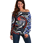 Canterbury Bulldogs ANZAC Day Off Shoulder Sweater Aboriginal Dot Poppy Remembrance Bulldog