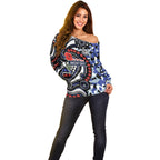 Canterbury Bulldogs ANZAC Day Off Shoulder Sweater Aboriginal Dot Poppy Remembrance Bulldog