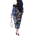 Canterbury Bulldogs ANZAC Day Off The Shoulder Long Sleeve Dress Aboriginal Dot Poppy Remembrance Bulldog