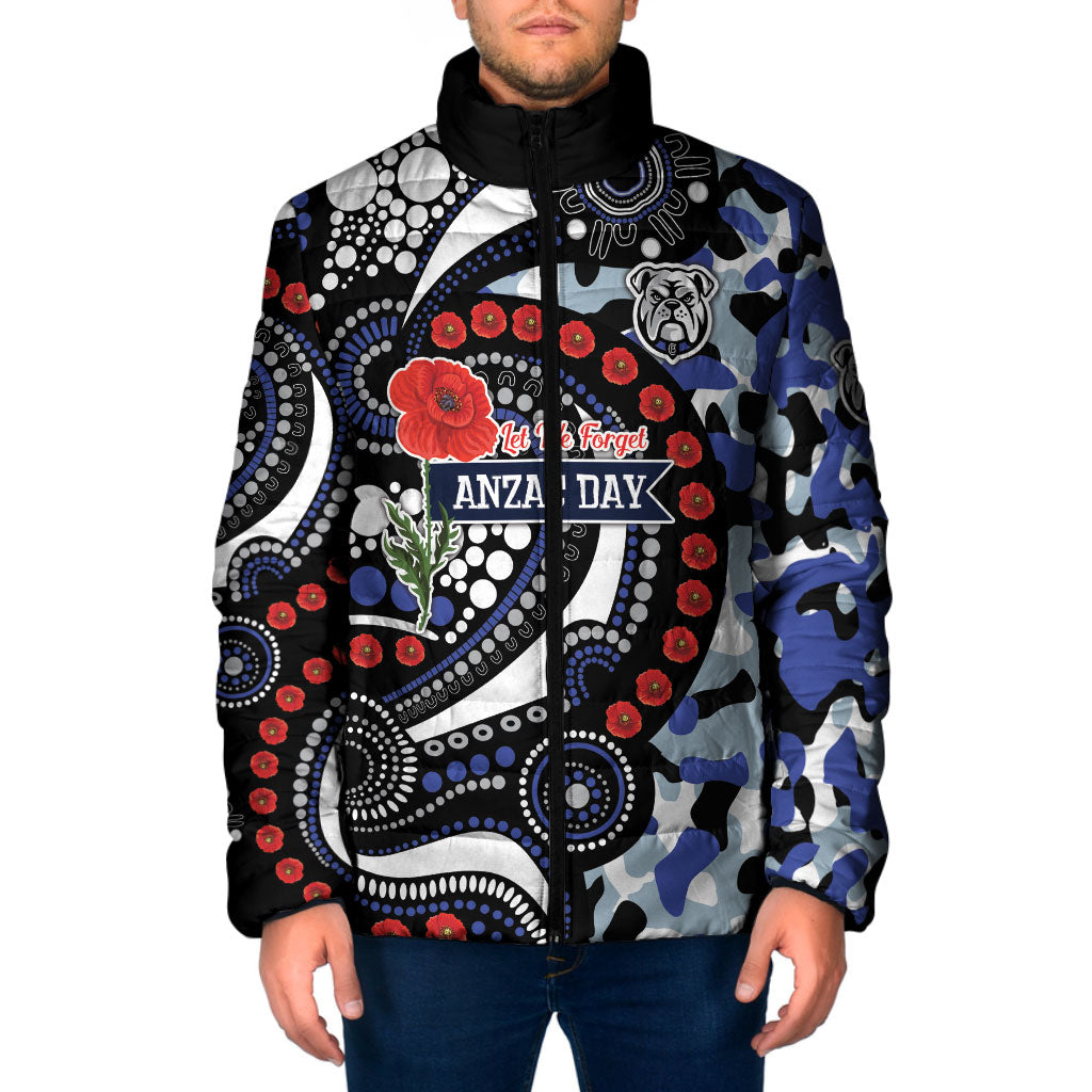 Canterbury Bulldogs ANZAC Day Padded Jacket Aboriginal Dot Poppy Remembrance Bulldog