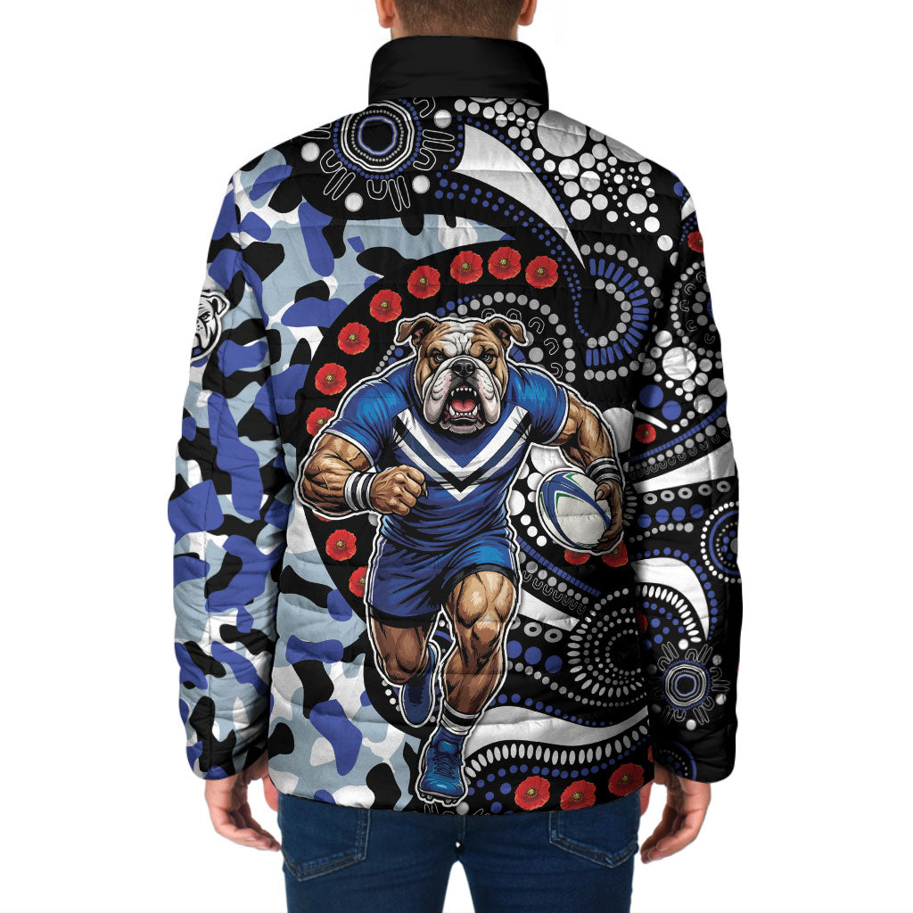 Canterbury Bulldogs ANZAC Day Padded Jacket Aboriginal Dot Poppy Remembrance Bulldog