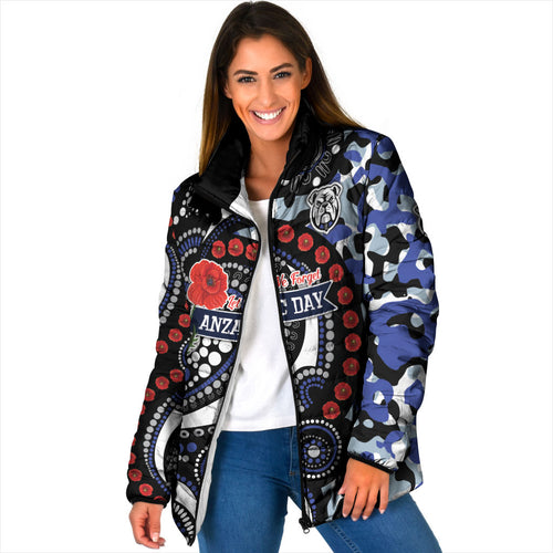 Canterbury Bulldogs ANZAC Day Padded Jacket Aboriginal Dot Poppy Remembrance Bulldog