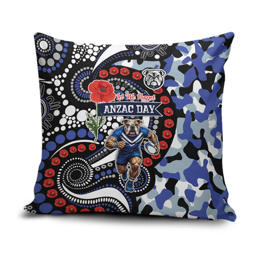 Canterbury Bulldogs ANZAC Day Pillow Cover Aboriginal Dot Poppy Remembrance Bulldog