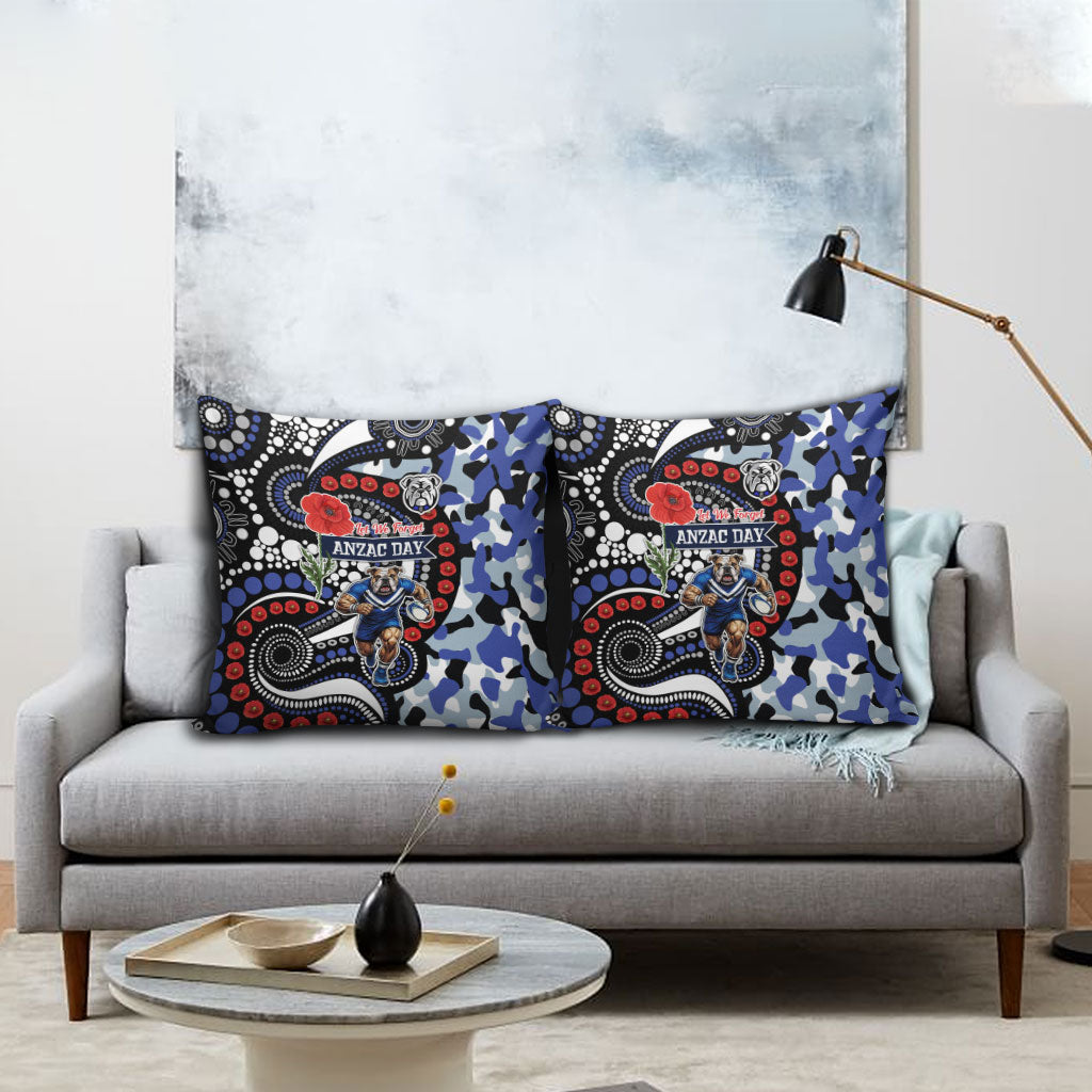 Canterbury Bulldogs ANZAC Day Pillow Cover Aboriginal Dot Poppy Remembrance Bulldog