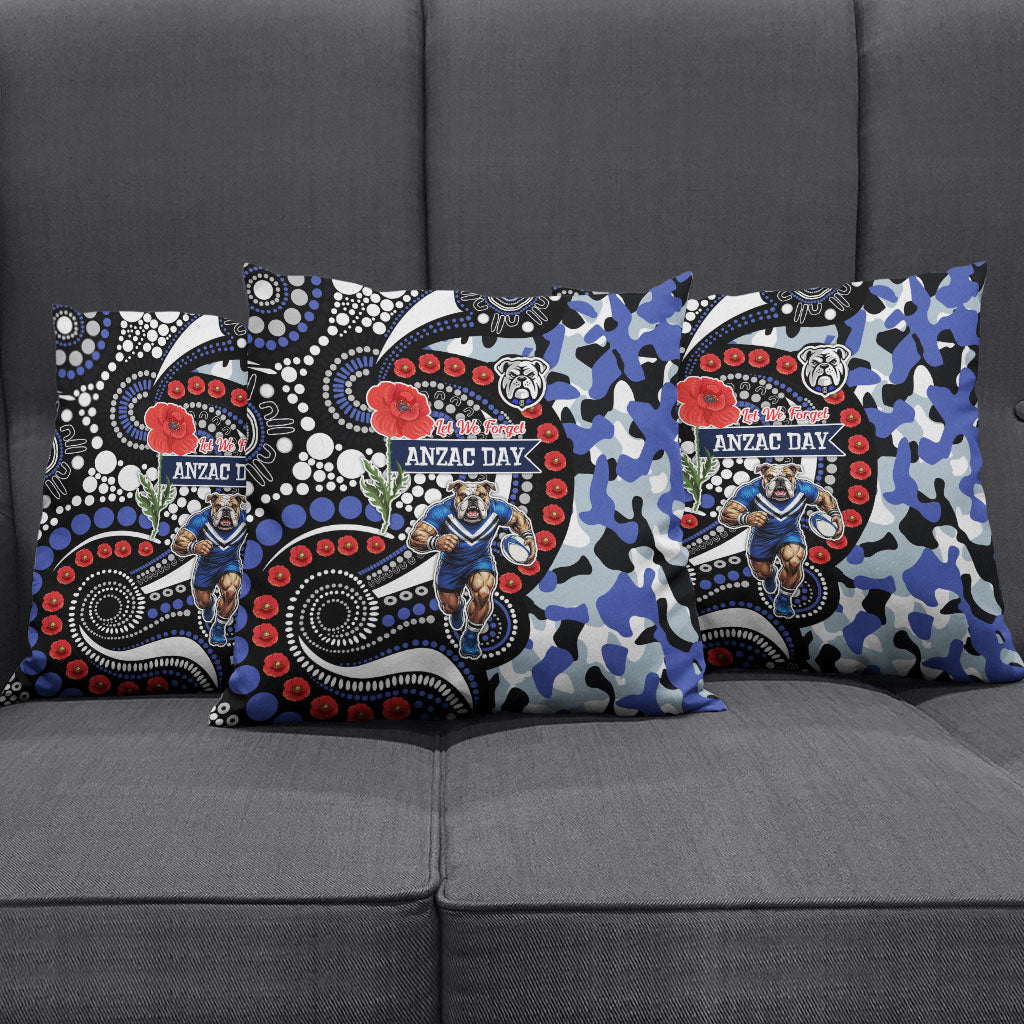 Canterbury Bulldogs ANZAC Day Pillow Cover Aboriginal Dot Poppy Remembrance Bulldog
