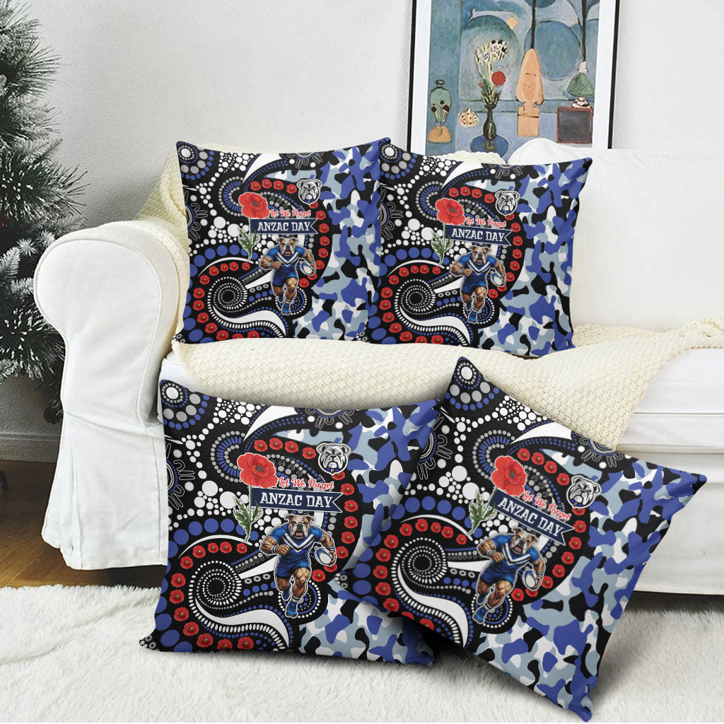 Canterbury Bulldogs ANZAC Day Pillow Cover Aboriginal Dot Poppy Remembrance Bulldog