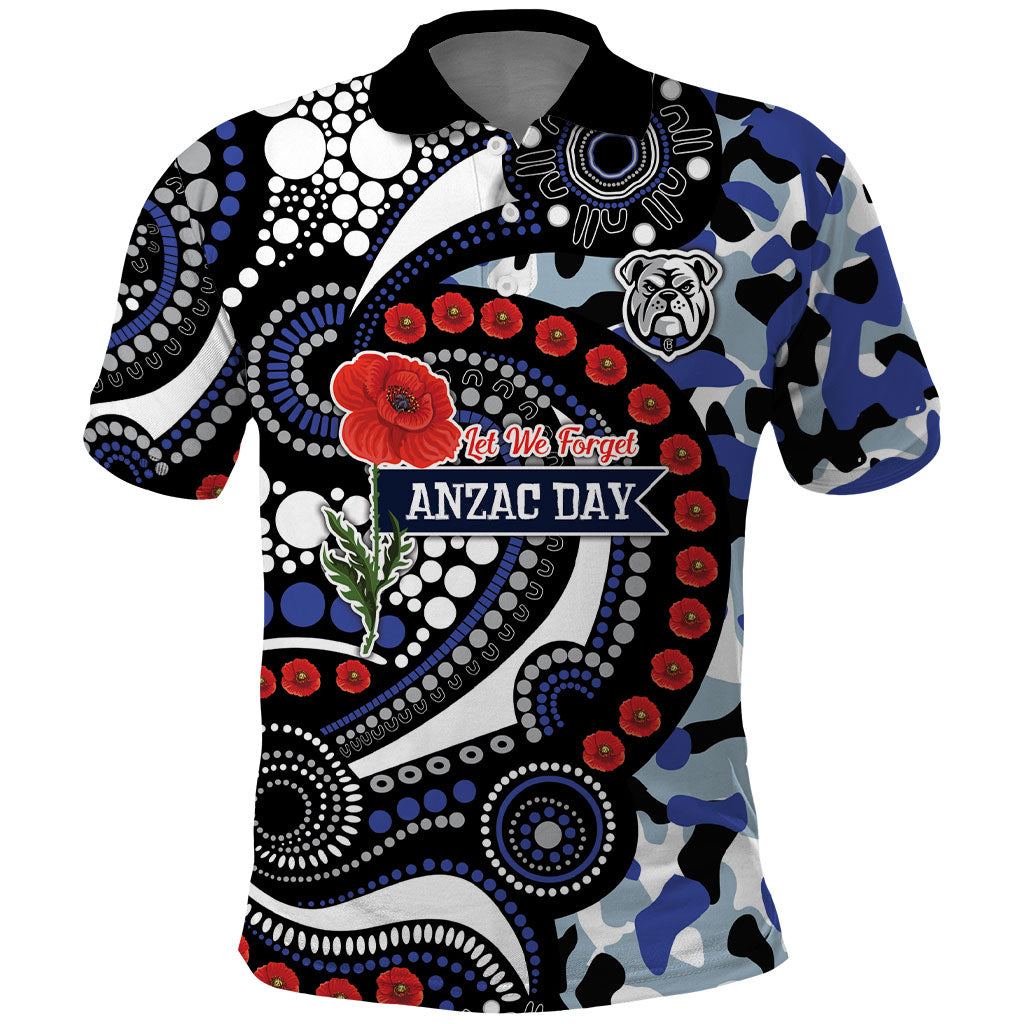 Canterbury Bulldogs ANZAC Day Polo Shirt Aboriginal Dot Poppy Remembrance Bulldog