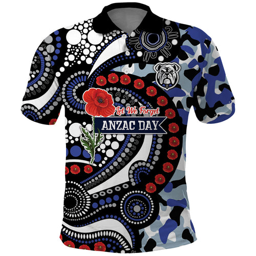 Canterbury Bulldogs ANZAC Day Polo Shirt Aboriginal Dot Poppy Remembrance Bulldog